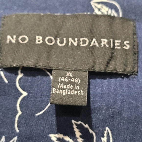 No Boundaries XL Cotton Blue  Hawaiian Tropical Short Sleeve Shirt Buttonup - Picture 7 of 7